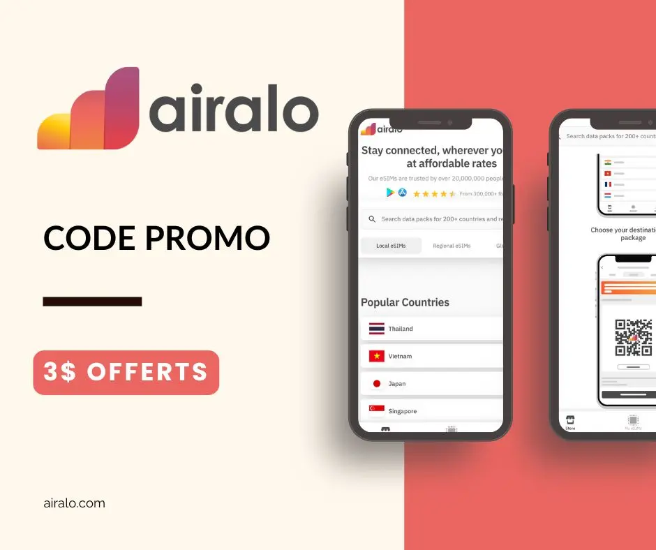 Code promo Airalo parrainage 5$ de réduction eSIM
