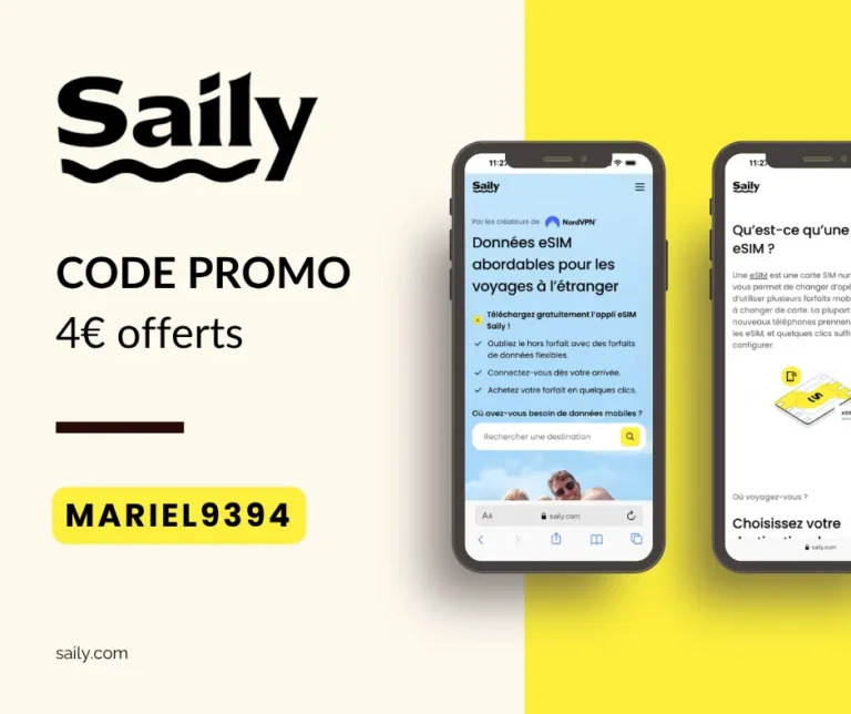 Code promo Saily : 4€ de réduction esim avec le code parrainage MARIEL9394