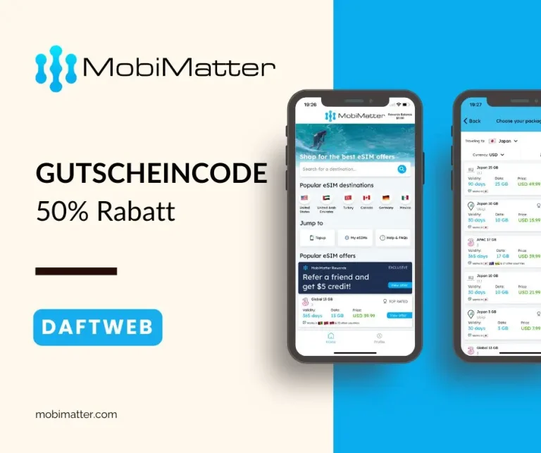 MobiMatter Gutscheincode 50% Rabatt: DAFTWEB