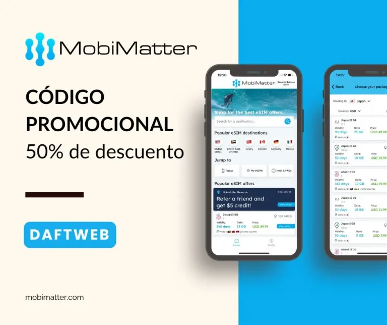 Código promocional MobiMatter – 50% de descuento: DAFTWEB
