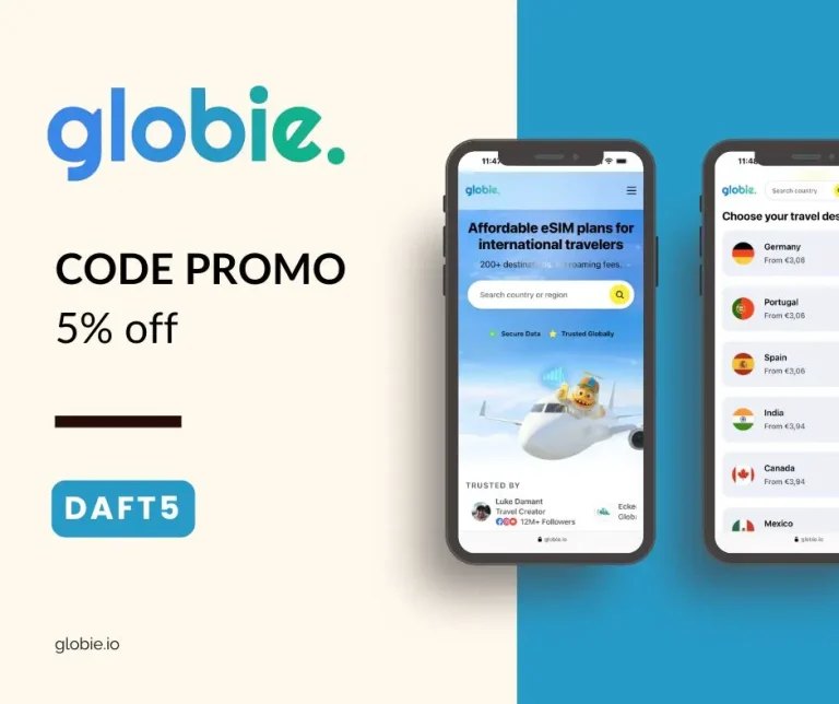 Promo code Globie - 5% off eSIM : DAFT5