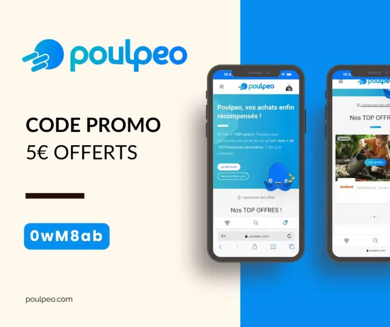 Code promo Poulpeo parrainage - 5€ de bienvenue avec le code : 0wM8ab