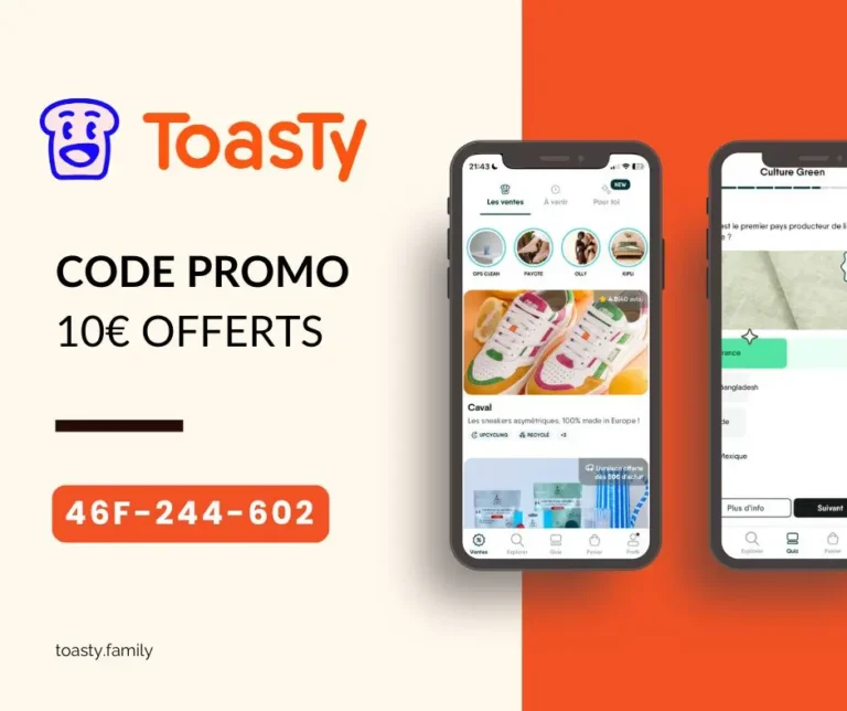 Code promo Toasty 10€ offerts avec le code de parrainage : 46F-244-602